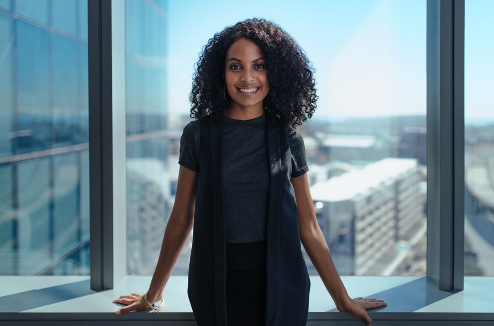 Confident-looking business woman at her office.