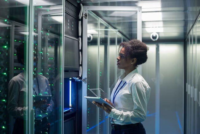 data scientist looking at data centre