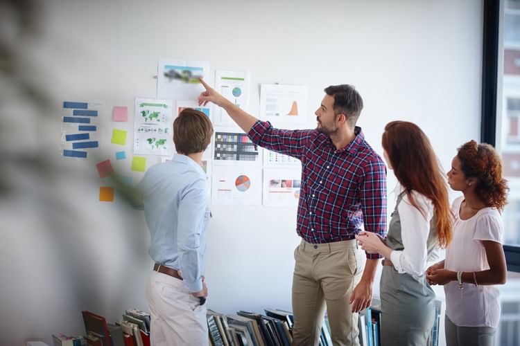 Shot of a group of colleagues having a brainstorming session at work